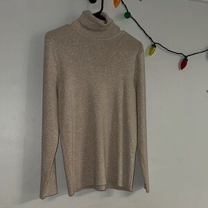 Chico's Sparkling Beige Turtleneck Sweater